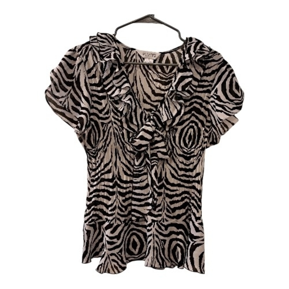 Allison Taylor Zebra Black and White Animal Print Blouse Size XL juniors